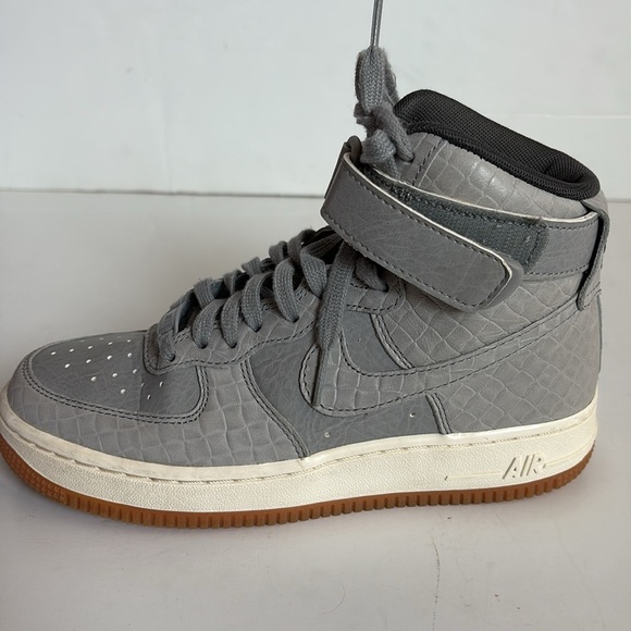 Nike AF1 Hi Premium croc embossed gray high top sneaker lace up velcro ankle - Picture 10 of 16